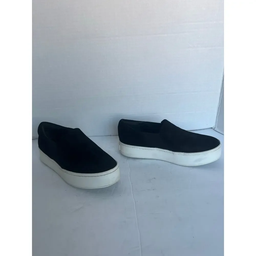Vince‎ Warren Black Suede White Platform Round Toe Slip On Skate Sneaker Shoes 7